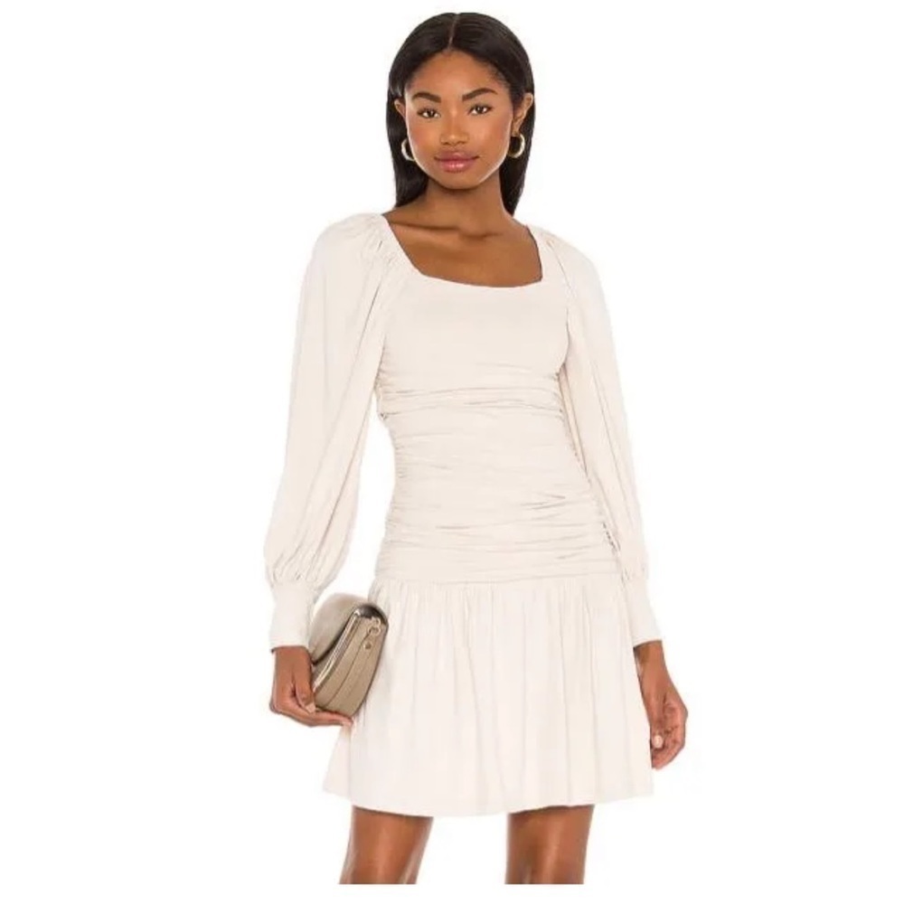 NWT Revolve Mini Ruched Dress, Balloon sleeves, XS